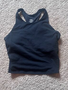 Athleta Black High-Neck Racerback Crop Tank